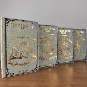 Libros reencuadernados de la trilogía de El Señor de los Anillos y El Hobbit, J.R.R Tolkien, ediciones especiales, hechos a mano, reencuadernados personalizados. imagen 1