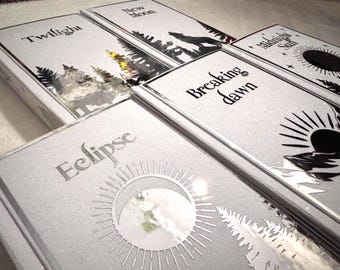 Colección de libros de la saga Crepúsculo, Stephenie Meyer, edición especial, hecha a mano, encuadernada a medida.