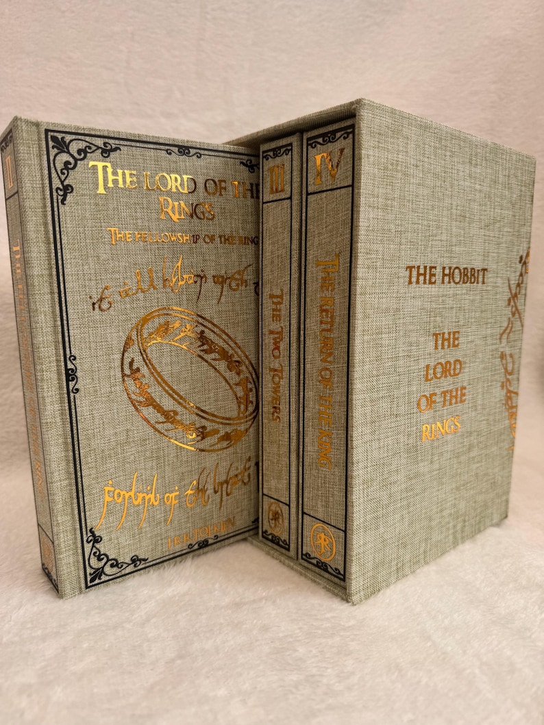 Libros reencuadernados de la trilogía de El Señor de los Anillos y El Hobbit, J.R.R Tolkien, ediciones especiales, hechos a mano, reencuadernados personalizados. imagen 10