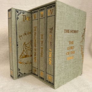 Libros reencuadernados de la trilogía de El Señor de los Anillos y El Hobbit, J.R.R Tolkien, ediciones especiales, hechos a mano, reencuadernados personalizados. imagen 11