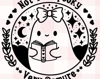 Very Demure Ghost Reading Graphic | Commercial | Gift for Bookworm, Fantasy Reader | Spooky Haunted Halloween Bookish Meme Svg Png Dxf Cut