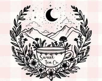 Suriel Tea Co Grafik | Geschenk für Bücherwürmer, Fantasy-Leser Geschenk, Celestial Boho Wildblumen Teetasse ACOTAR inspiriert SVG