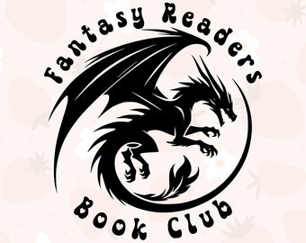 Gráfico del club de lectura de lectores de fantasía / Regalo de libros para amantes de los libros, Regalo de lectores de fantasía Fuente retro Dragon Reader / Svg, Png, Archivo de corte Dxf, Jpg