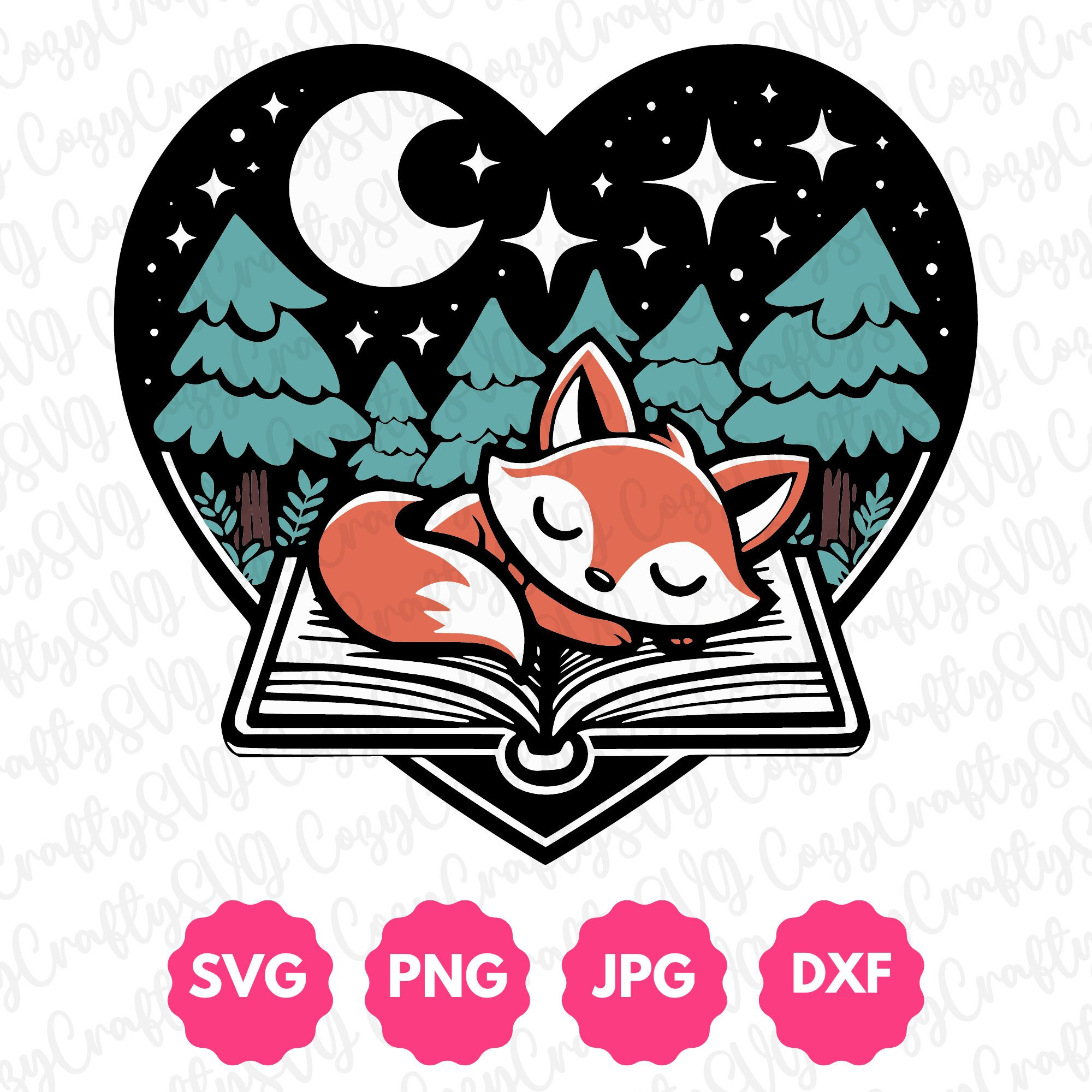 Cottagecore Fox Book Svg Png Dxf | Commercial License | Gift for Animal ...