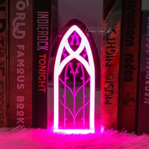 Gothic mirror neon sign,Fantasy Window neon sign,Book Nook light decor,Goth Lover Gift,Gothic Medieval Neon sign,Gothic Cathedral Arch decor