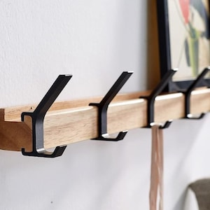 Wall Coat Rack, Wooden Hanger,Metal Hook, Wall Hooks, Nordic Design Furniture