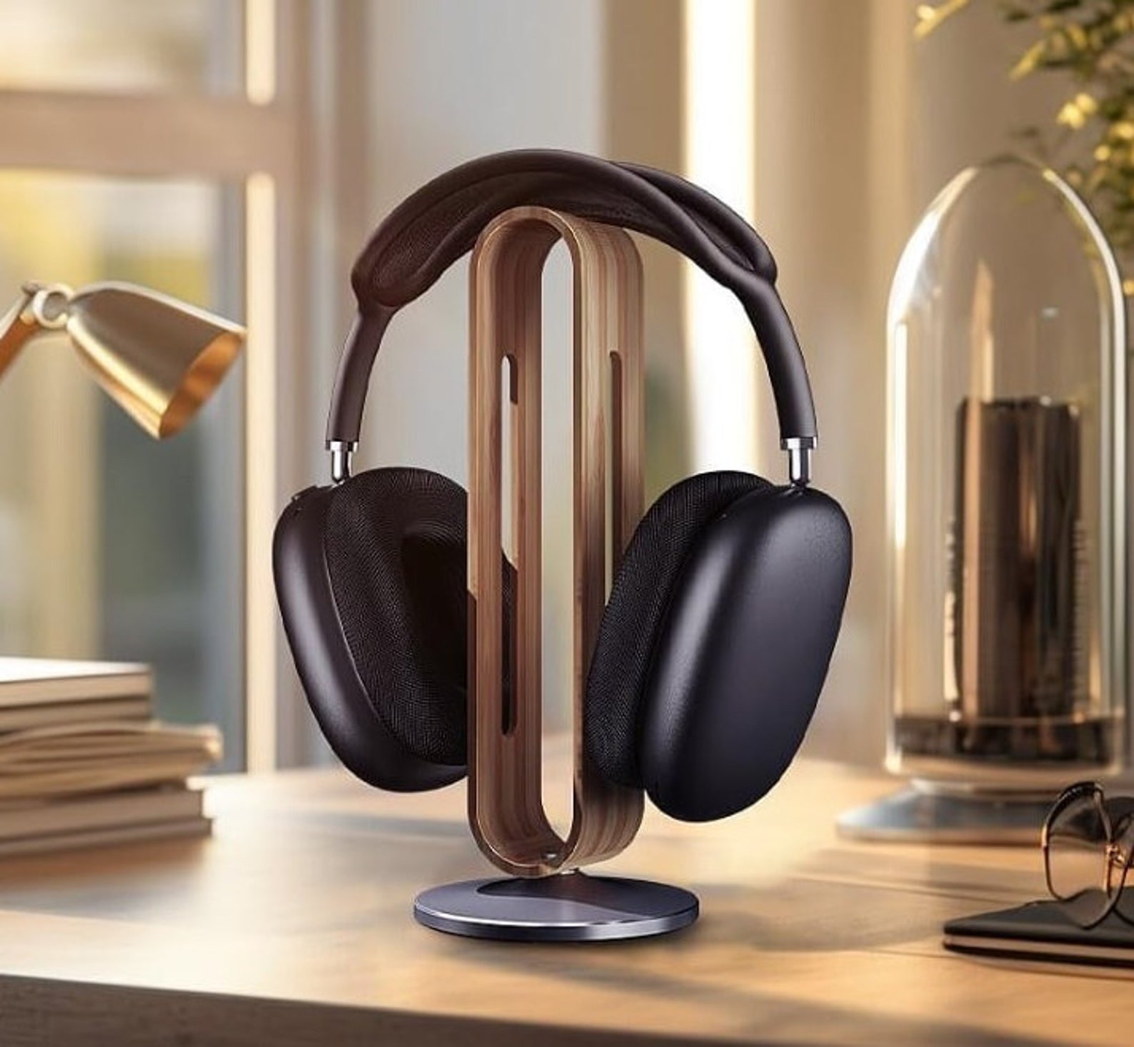 Headphone Stand, Bamboo Wood, Headphone Accessories, Headphone Holder