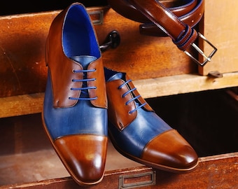 Zapatos Oxford de cuero a medida: hechos a mano, estilo Wingtip con cordones