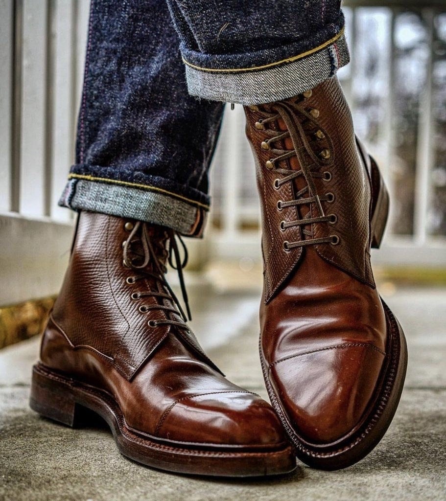 PeppeShoes Troopero Handmade Italian Men's High Boots - White Cowhide Leather, Lace-Up