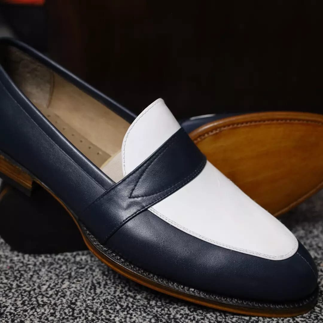 Men's Bespoke Dark Blue Oxford Shoes main image 0