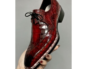 Buy New Men's Fashion Bespoke Premium Leather Burgundy Patina Oxford Wingtip Style Shoe