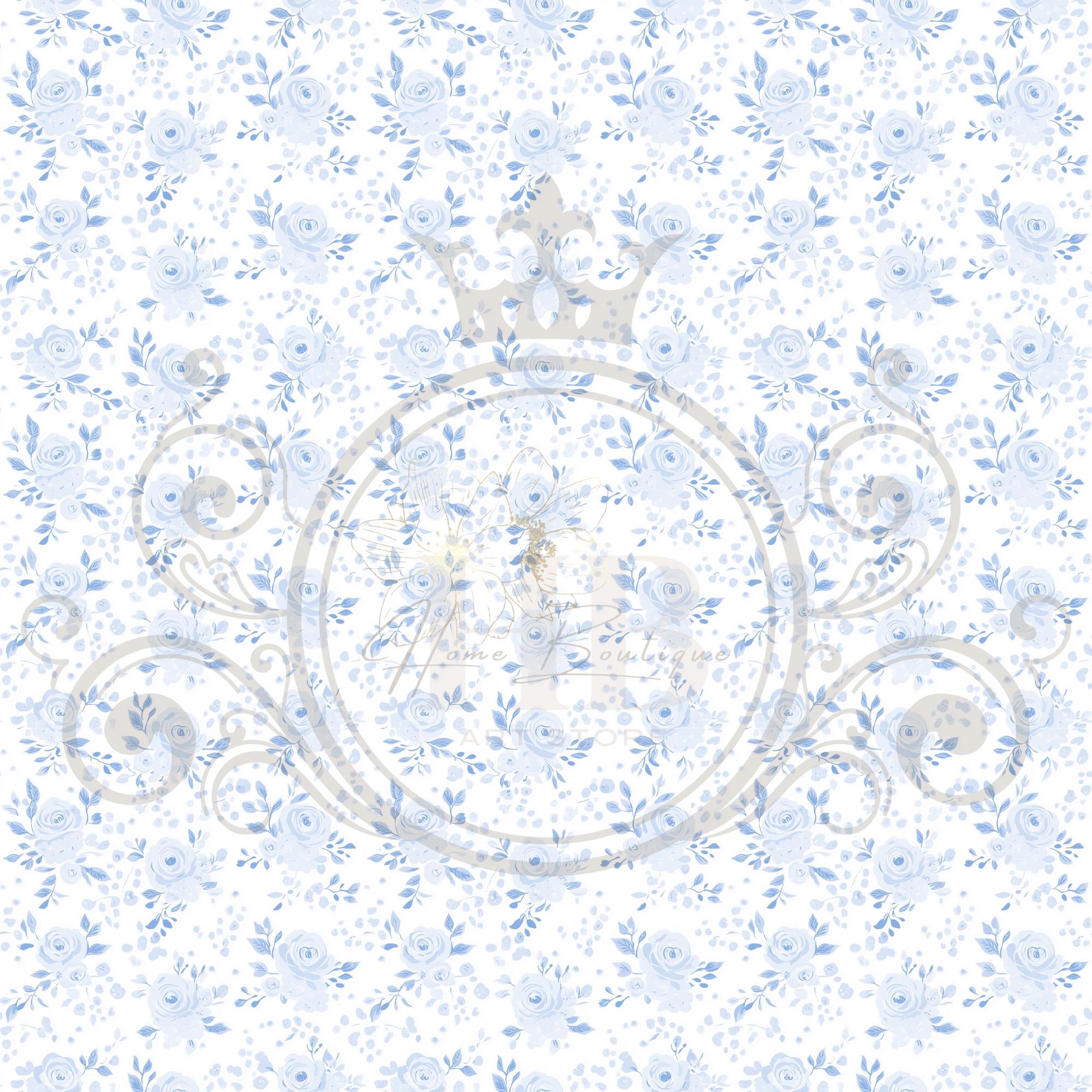 Blue Roses Toile Floral Seamless Pattern Roses Toile Watercolor Digital ...