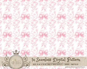 Pink Toile Coquette Seamless Patterns Bows Digital Paper Wallpaper Scrapbook Paper Pink Chinoiserie Floral Pattern Vintage Floral Patterns