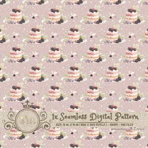 Bolo Doce Papel Digital Aquarela Doces Guloseimas Padrão Sem Costura Sobremesa Papel Digital Bolo Sobremesa Papel Scrapbook Presente