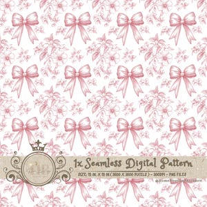 Padrões sem costura de toile rosa coquete laços papel digital papel de parede scrapbook papel rosa chinoiserie padrão floral padrões florais vintage