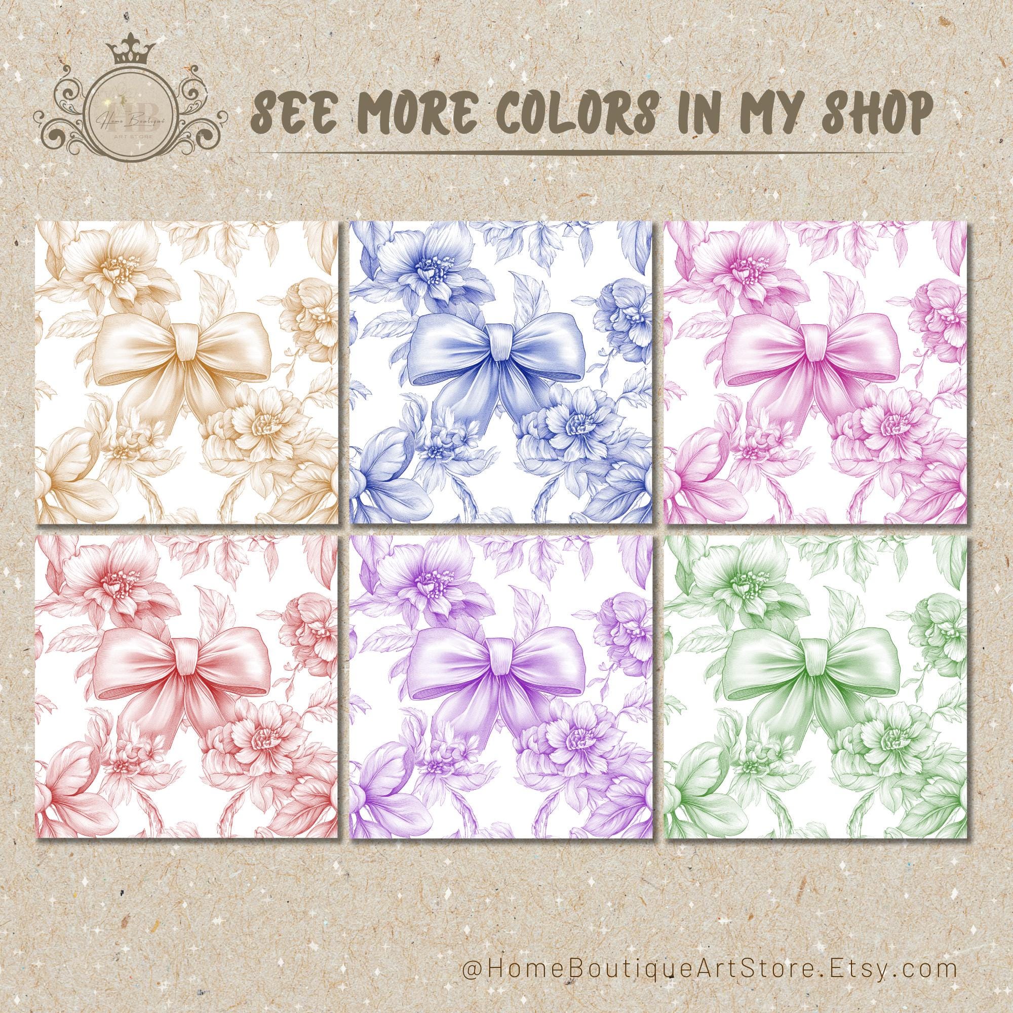 Purple Toile Coquette Seamless Patterns Bows Digital Paper Wallpaper ...