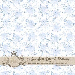 Niebieskie róże Toile kwiatowy bezszwowy wzór róże Toile akwarela cyfrowy papier bezszwowy wzór róże tkanina tapeta scrapbook DIY rzemiosło