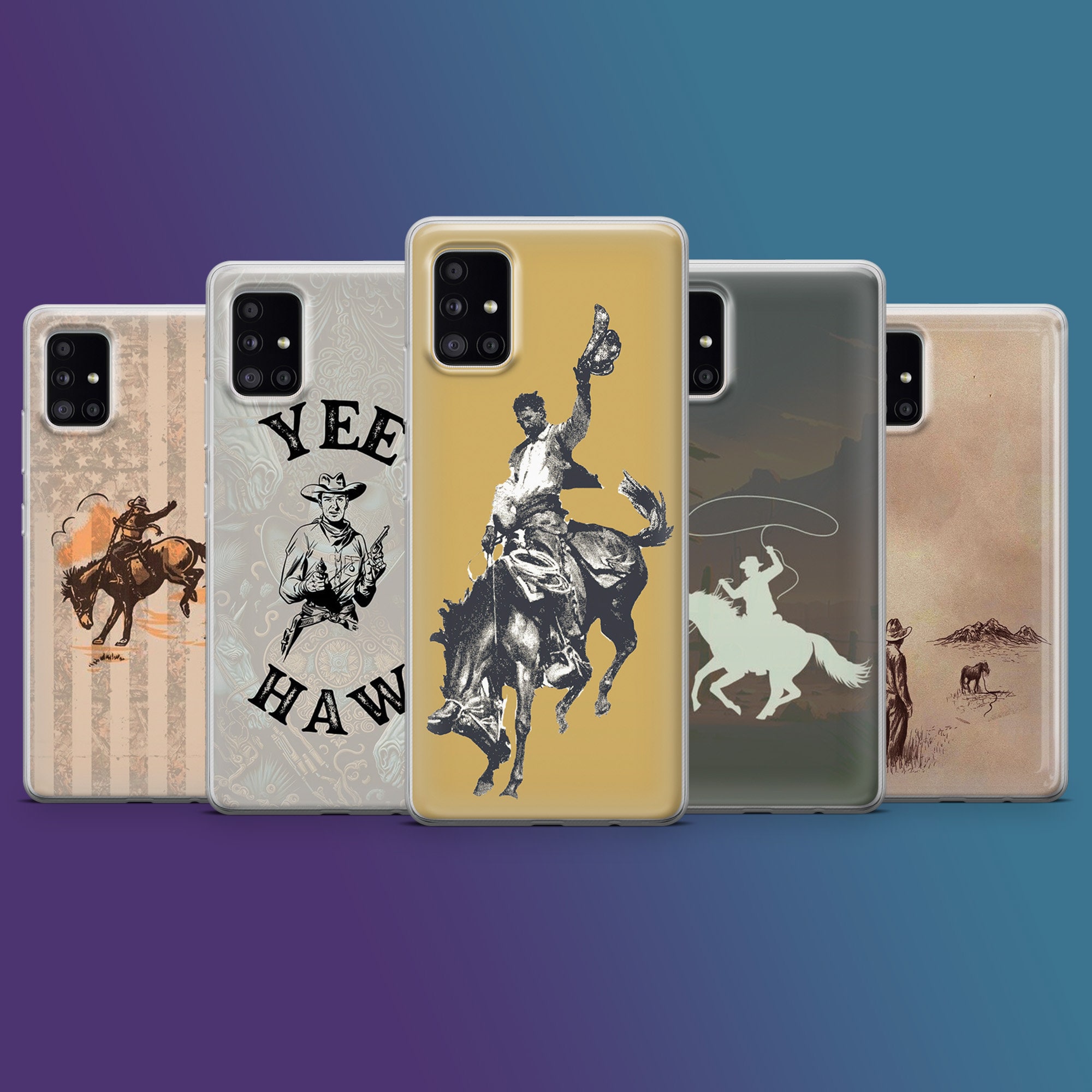 Western Cowboy Phone Case Rodeo Horse Cover for iPhone 15, 14, 13, 12