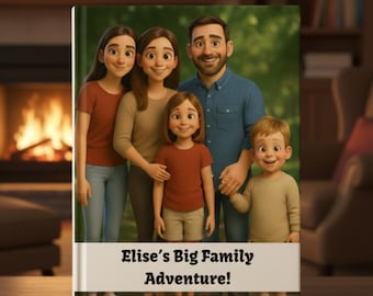 Livre d'histoires personnalisé pour enfants | Personnages familiaux personnalisés | Livre d'aventures en famille personnalisé | Cadeau pour enfants | Carnet de noms personnalisé