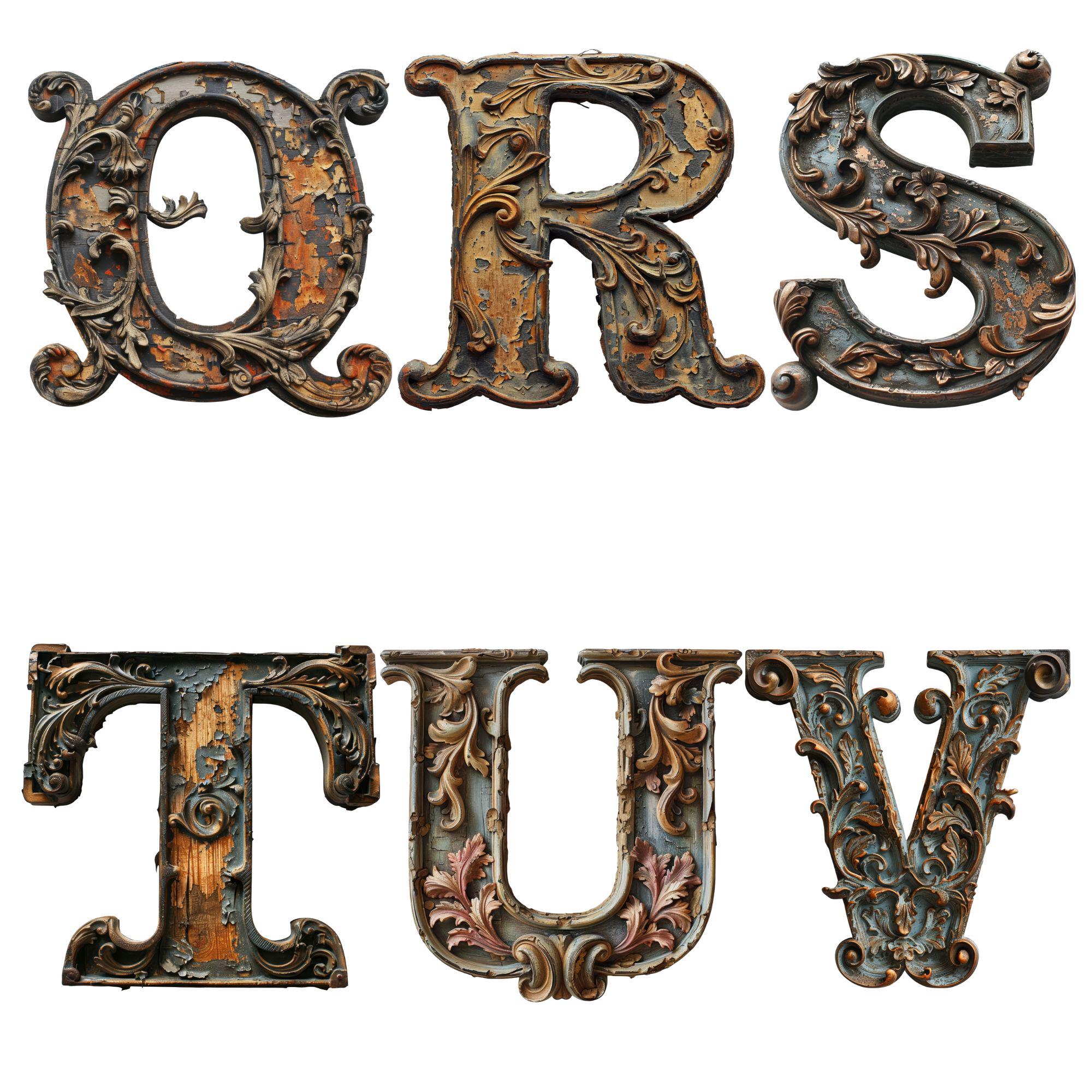 Victorian Alphabet Clipart PNG: Ornate Antique Letters & Numbers ...