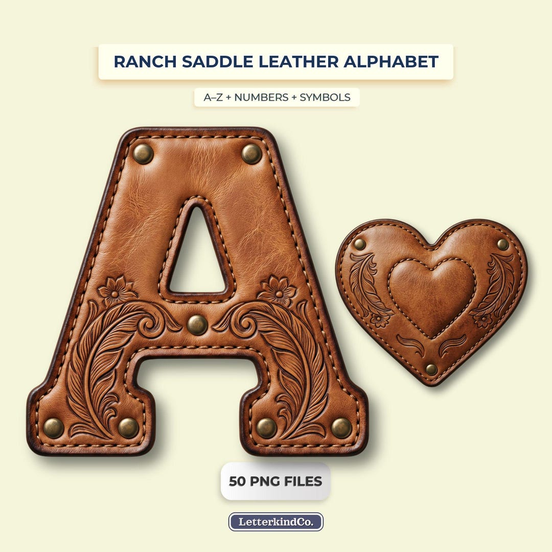 Ranch Saddle Leather Alphabet PNG | 50 PNG Transparent | 3500px ...