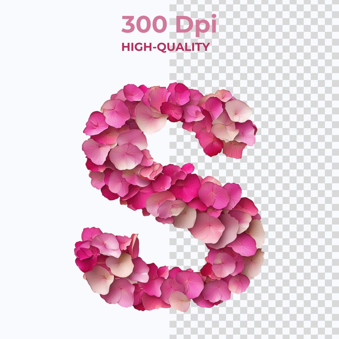 Rose Petal Alphabet PNG Bundle: Floral Letters & Numbers Clipart ...
