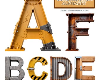 Alfabeto de construcción PNG / 49 PNG transparentes / 3500px / Uso comercial