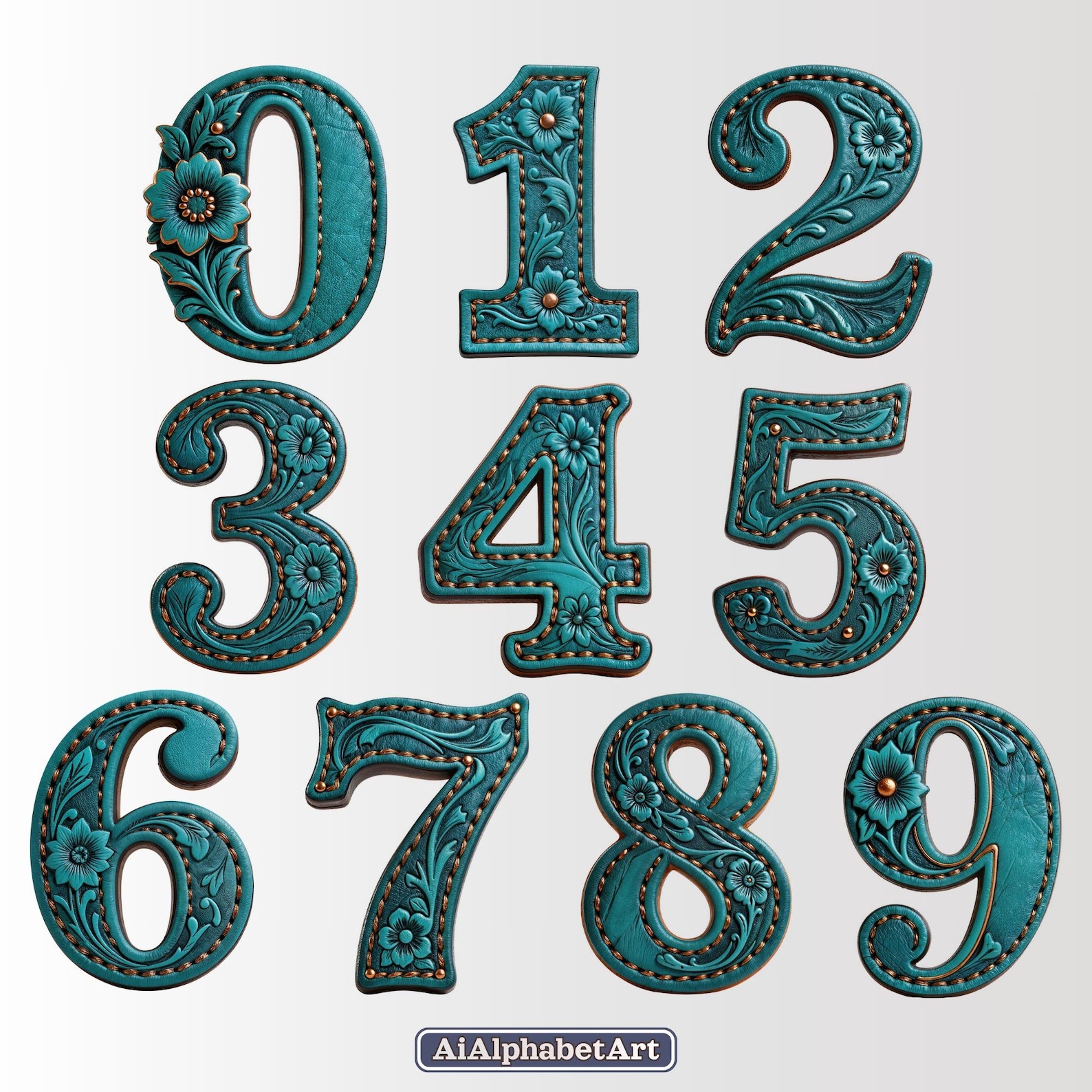 Turquoise Tooling Alphabet PNG | Western Leather Floral Letters | 40 ...
