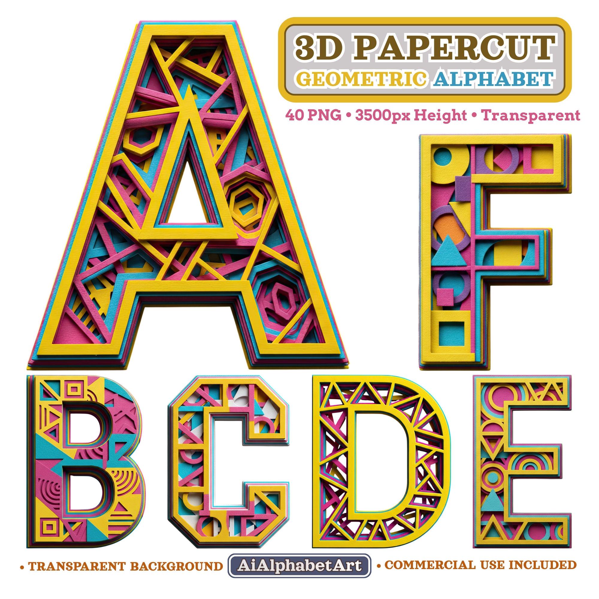 Papercut Letters Abc 3D Papercut Alphabet PNG | Geometric Letters Clipart | 40 PNG, 3500px ...