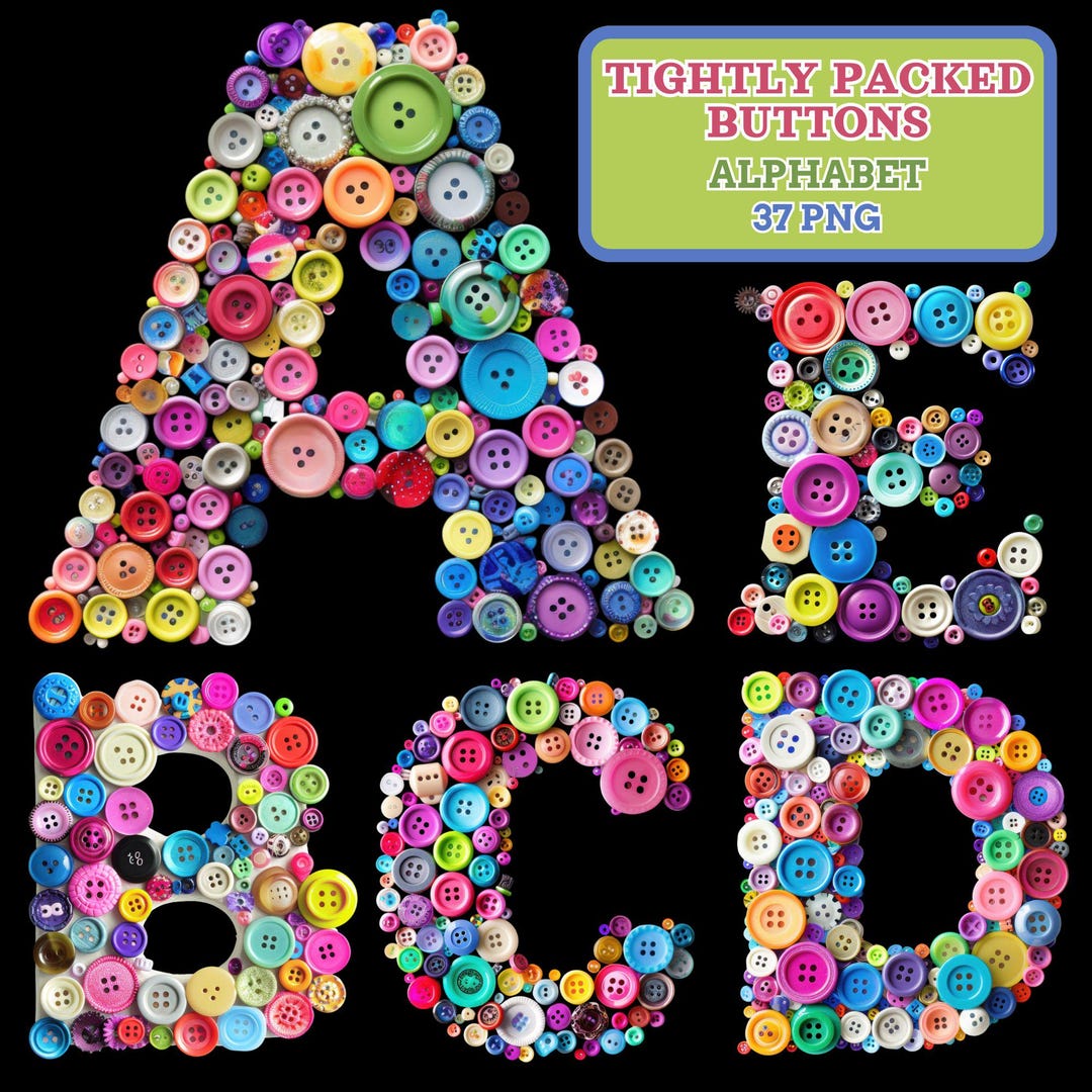 Colorful Button Alphabet PNG – 3D Craft Letters Clipart (digital ...