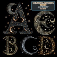 Celestial Star Alphabet | Transparent PNG SVG | Illuminated Letters ...