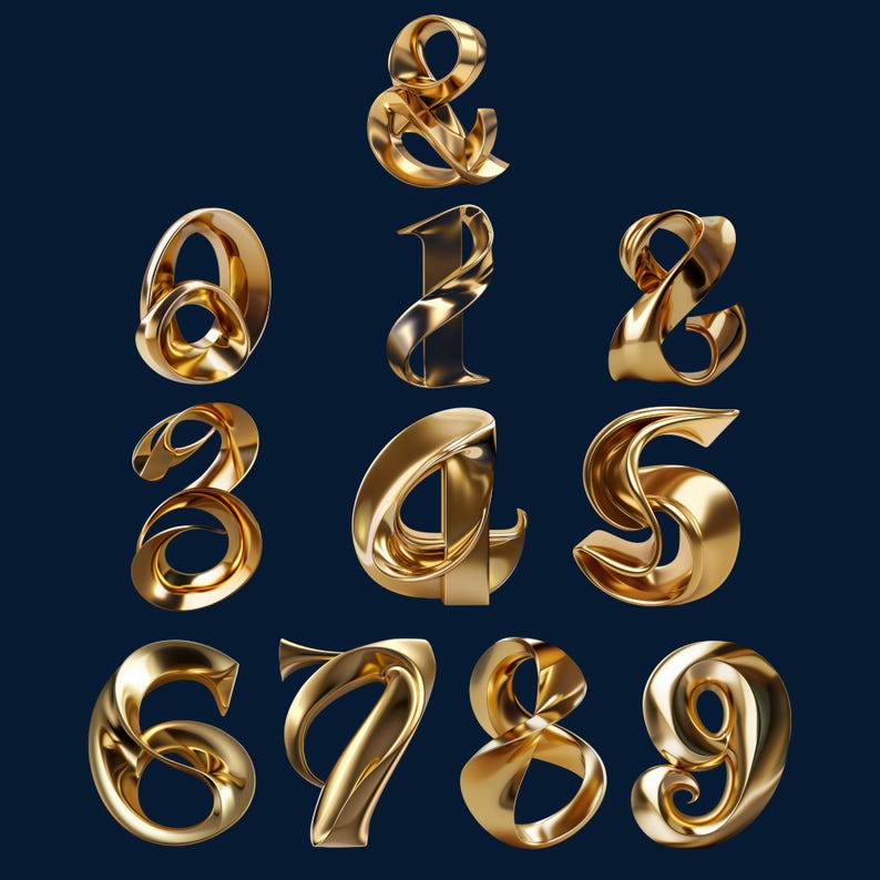 Golden Ratio Alphabet PNG | 3D Gold Letters & Numbers | 37 PNG Set ...