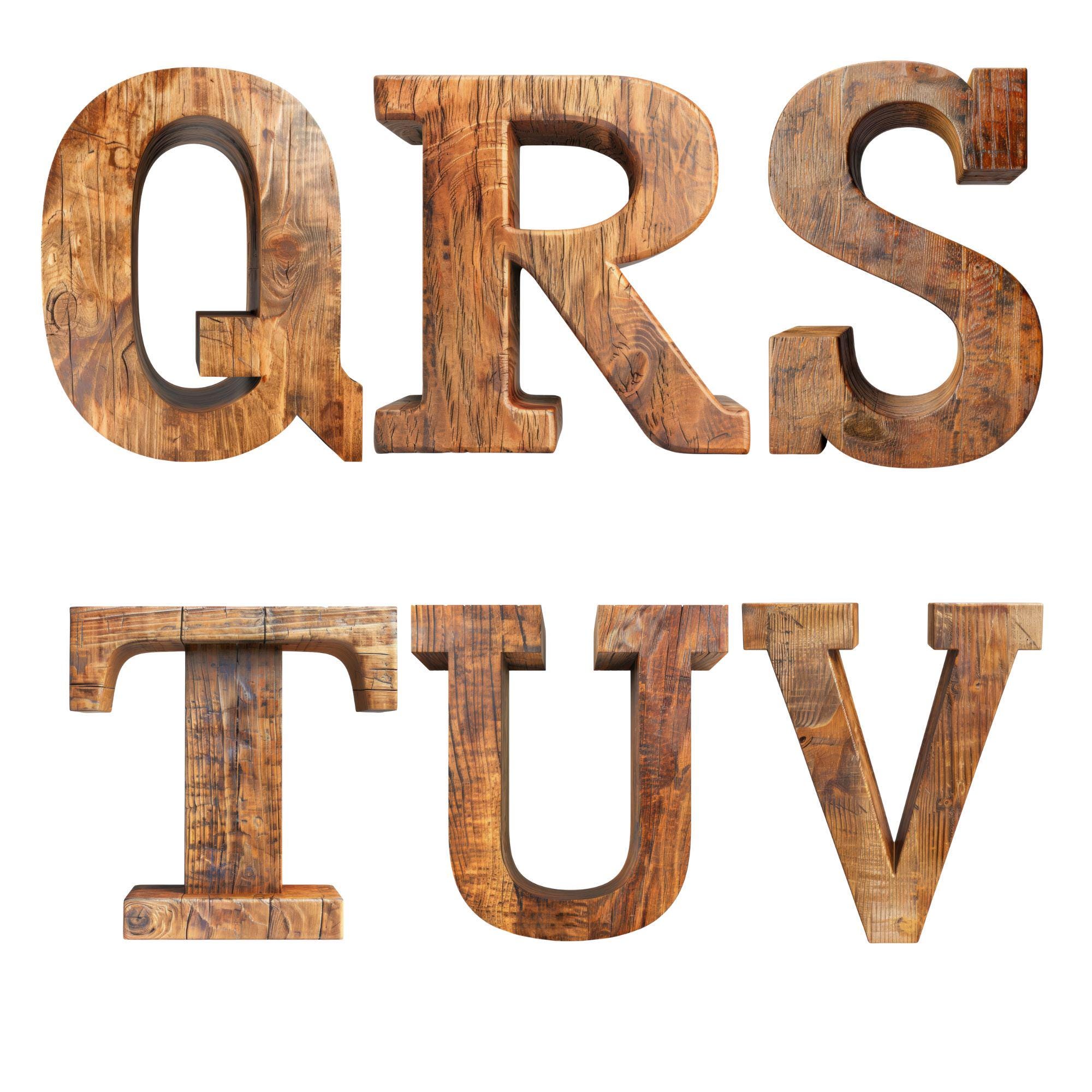 Rustic Wooden Alphabet PNG - 3D Wood Letters Clipart, Farmhouse Font ...