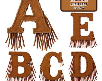 Suede Fringe Western Alphabet: PNG Letters, Numbers, Symbols (Digital Download)