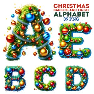 Christmas Baubles Alphabet Clipart: Festive PNG Letters & Numbers (Digital Download)