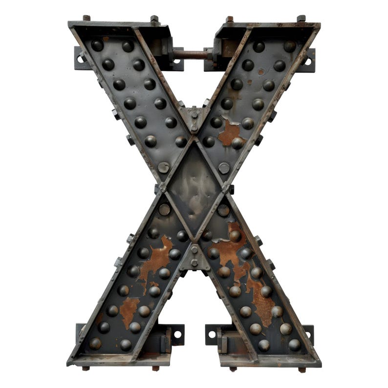 Industrial Metal Alphabet PNG – 3D Rusty Rivet Steampunk Font (digital ...