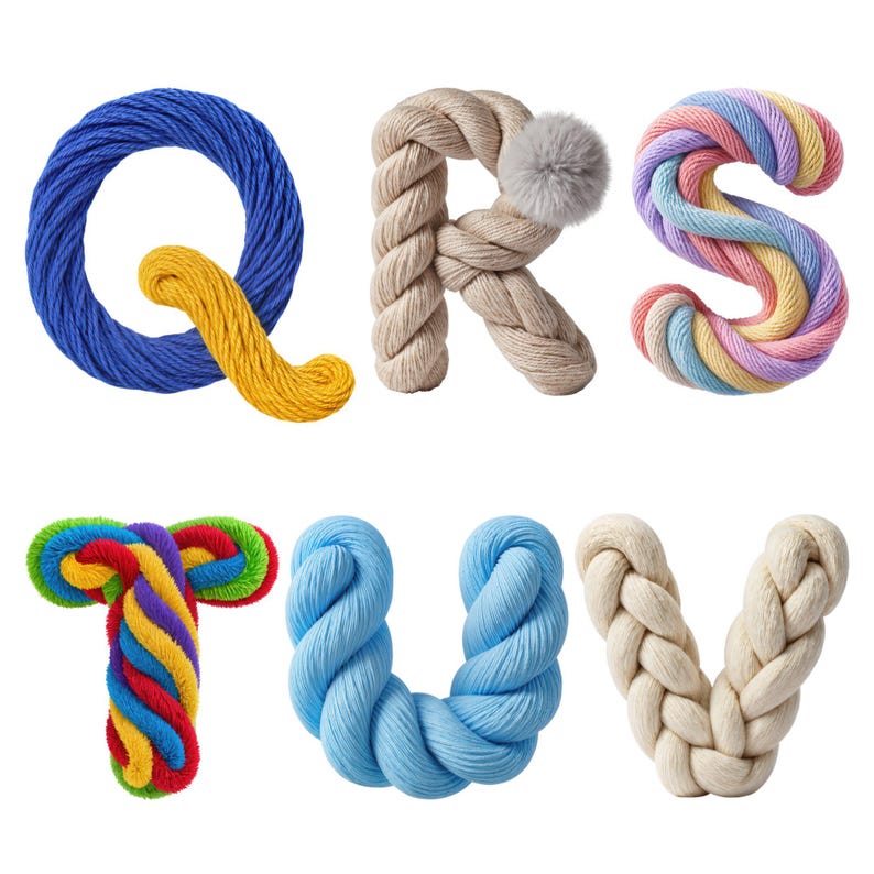 Yarn Letter R Chunky Yarn Alphabet PNG Set | 3D Rope Letters A-Z + 0-9 + Symbols ...