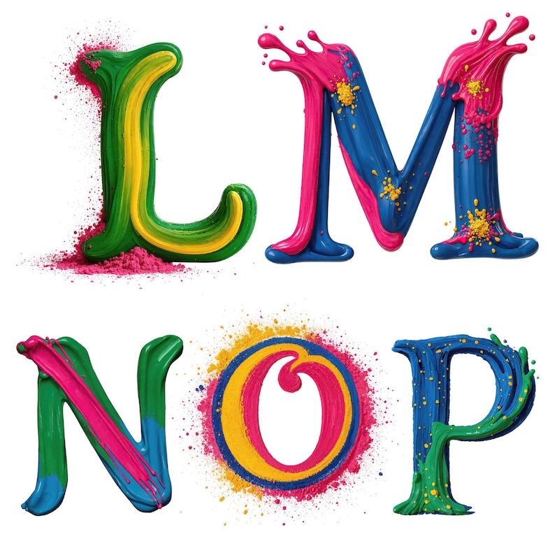 Color Powder Letter L Colorful Holi Festival Alphabet PNG (40pcs) | Paint Splash Letters ...