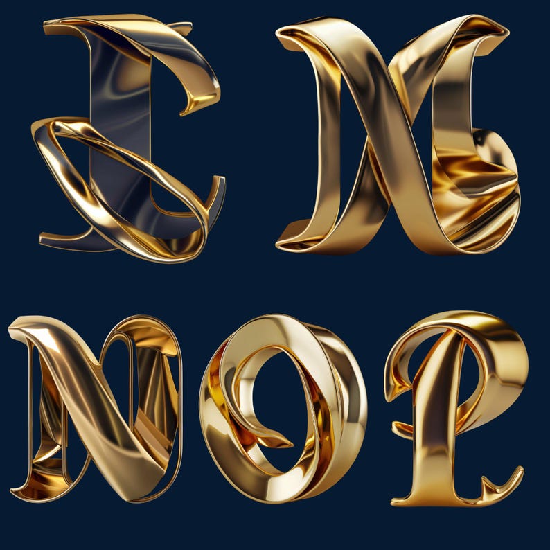 Golden Ratio Alphabet PNG | 3D Gold Letters & Numbers | 37 PNG Set ...