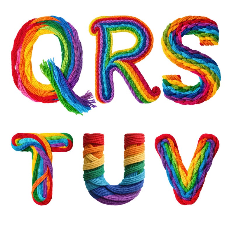 Yarn Letter R Rainbow Yarn Alphabet PNG Letters & Numbers | Fiber Art Monogram ...