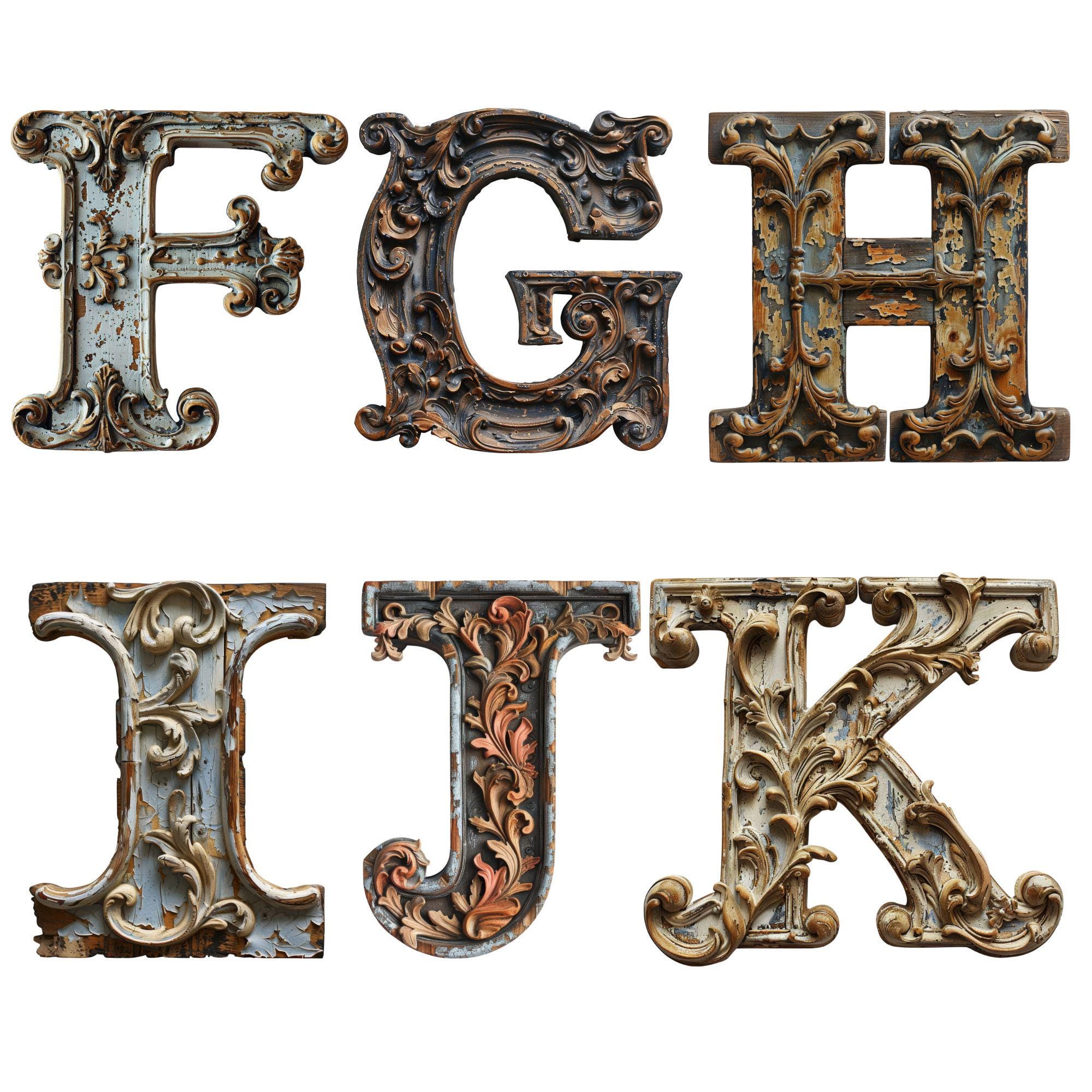 Victorian Alphabet Clipart PNG: Ornate Antique Letters & Numbers ...
