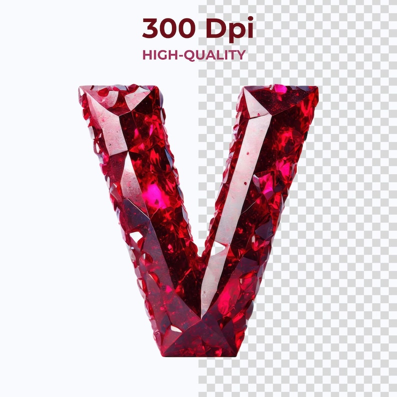 Ruby Gemstone Alphabet PNG: Red Crystal Letters, Numbers Clipart ...
