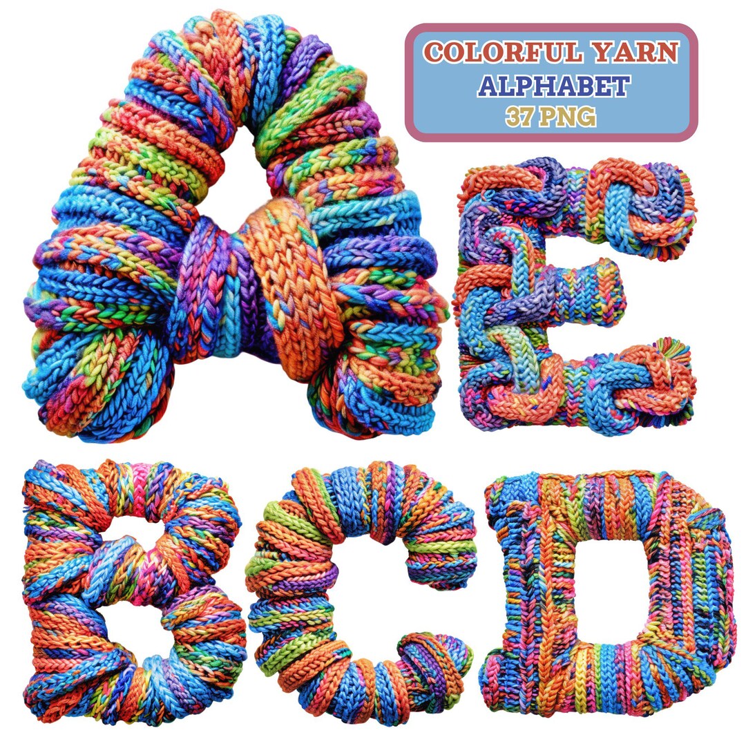 Yarn Letter R Colorful Yarn Alphabet PNG | A–Z, 0–9 & | 37 PNG | 3500px Knit Letters ...