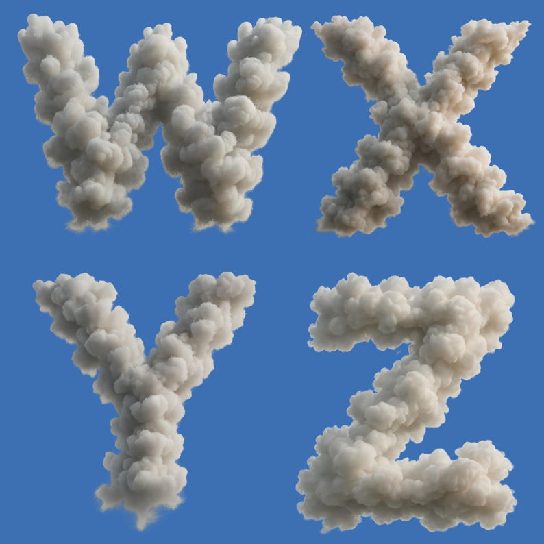 Cloud Alphabet PNG | Puffy 3D Letters, Numbers & Symbols | 3500px ...