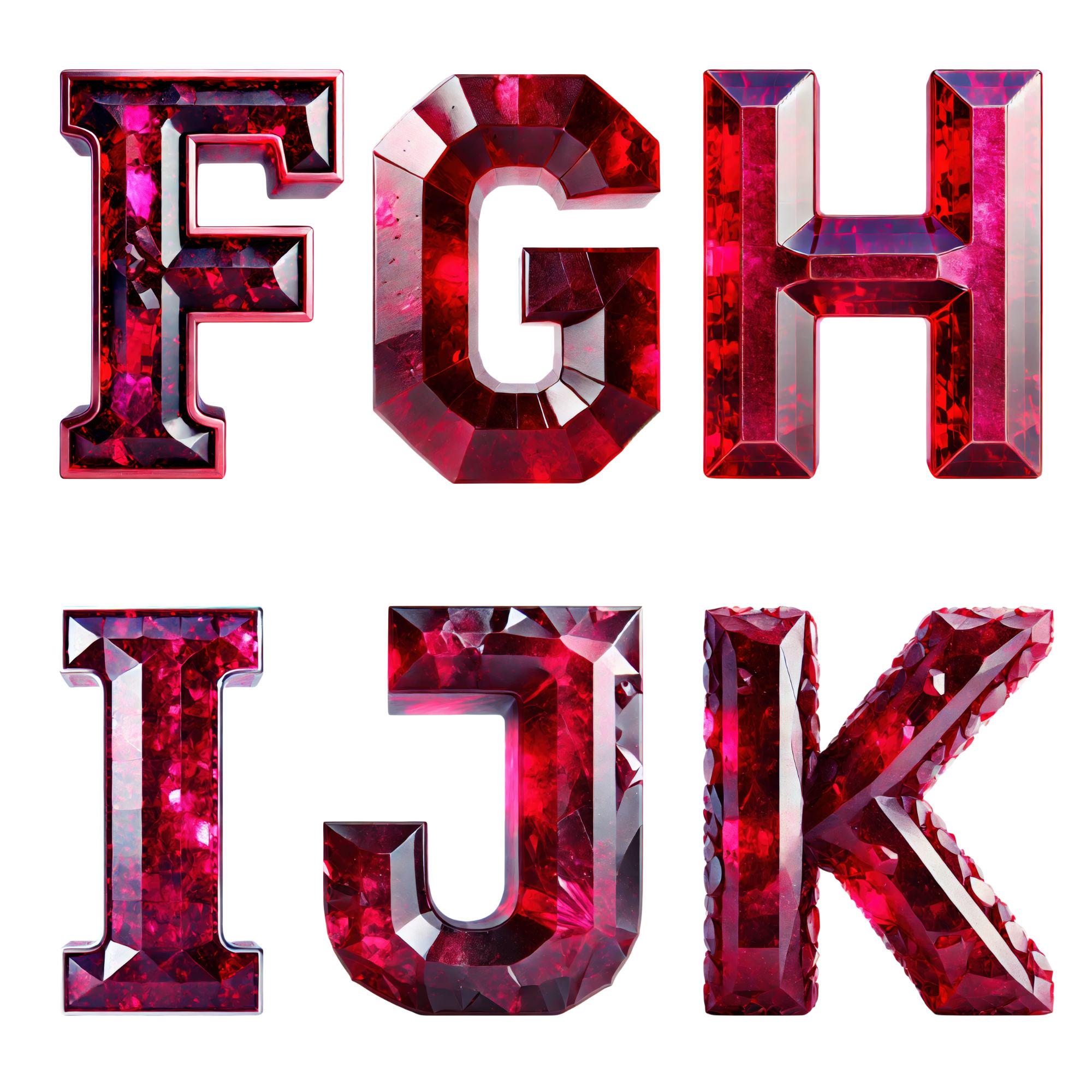 Ruby Gemstone Alphabet PNG: Red Crystal Letters, Numbers Clipart ...