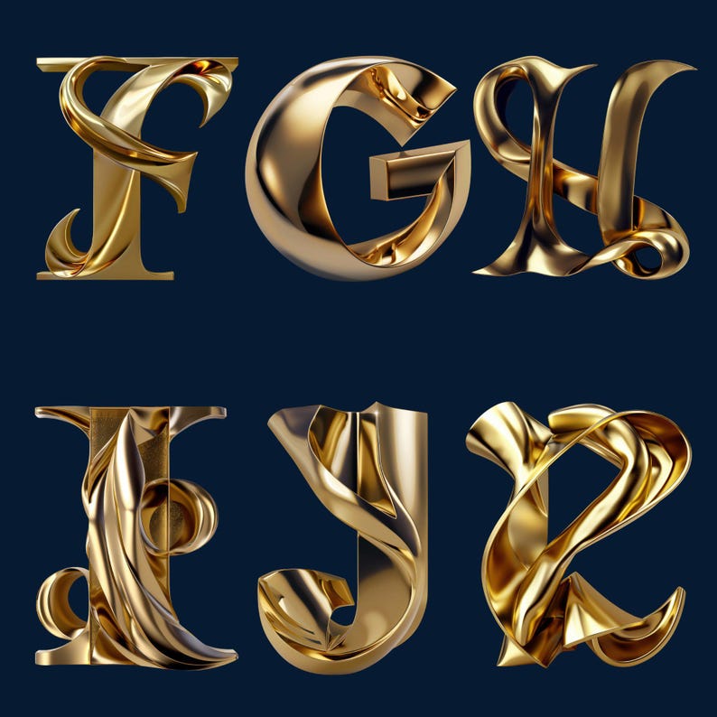 Golden Ratio Alphabet PNG | 3D Gold Letters & Numbers | 37 PNG Set ...