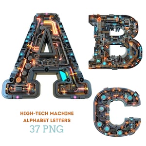 High-Tech-Maschinenalphabetbuchstaben - PNG-Grafiken