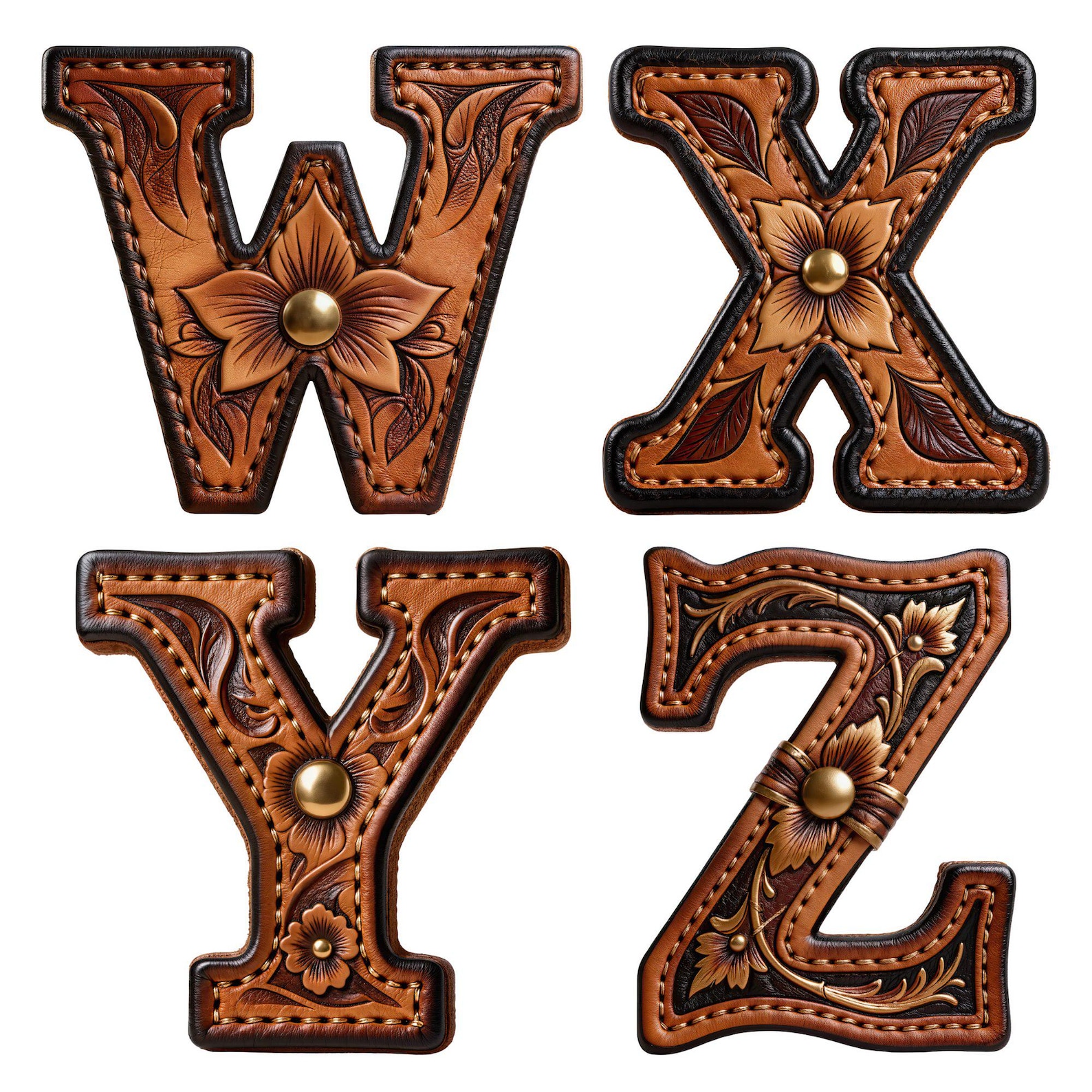 Cowboy Letter R Hand Tooled Western Leather Alphabet PNG Cowboy Letters & Numbers 40 ...