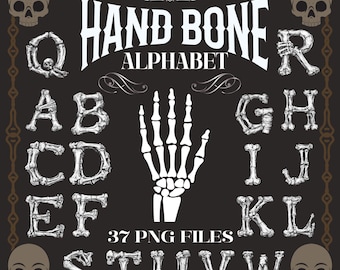 Bone Alphabet PNG Set: Gothic Halloween Font (Digital Download)