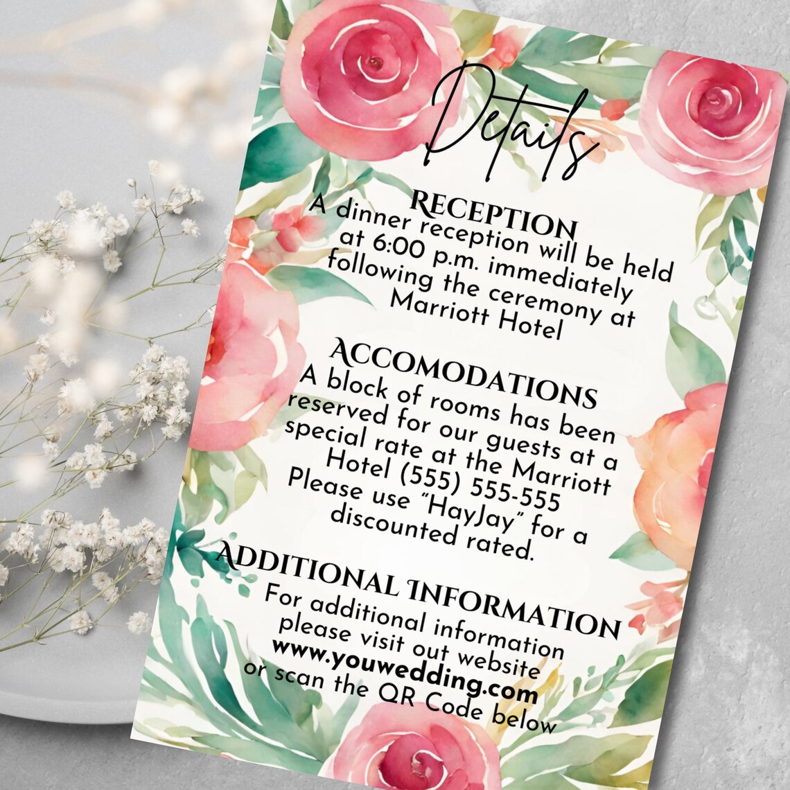 Watercolor Flowers Wedding Template, Floral Wedding Invite Set, Garden ...